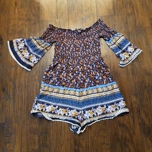 Off the shoulder boho romper
